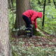 Aron beim Waldbaden bei Regen