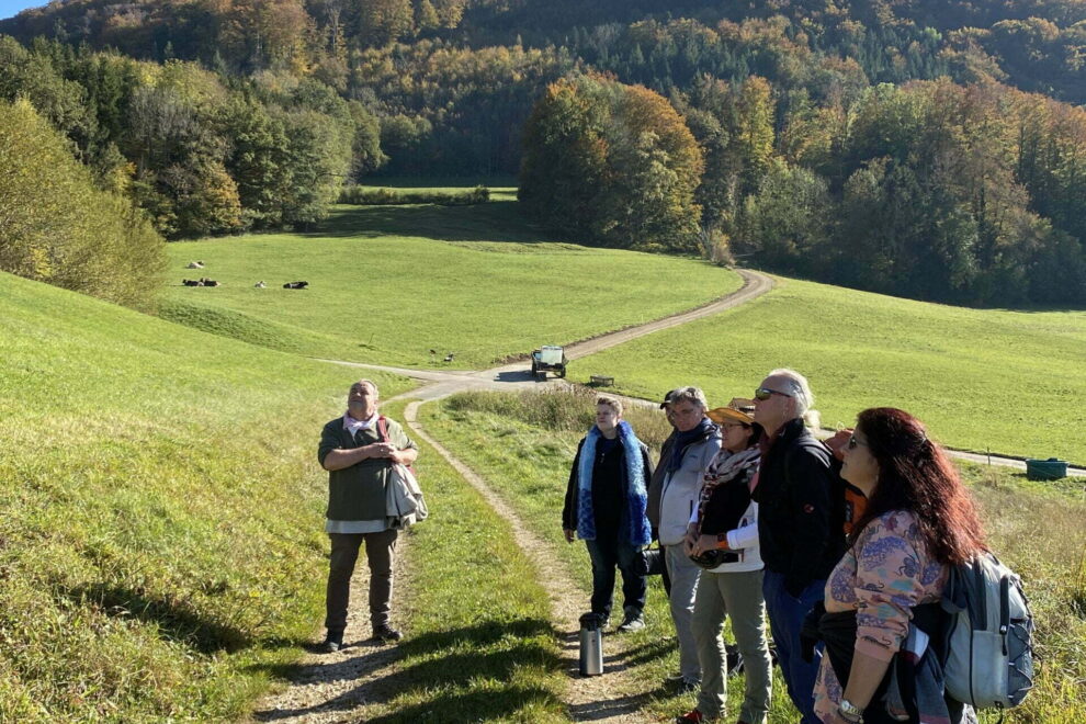 Auf der Wanderung im Sonnenschein