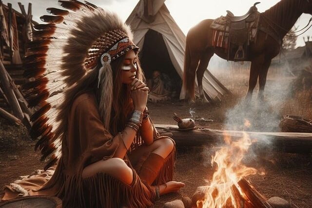 Indianer am Lagerfeuer