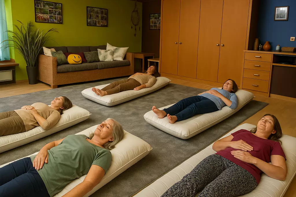 alle Frauen liegend in der Meditation